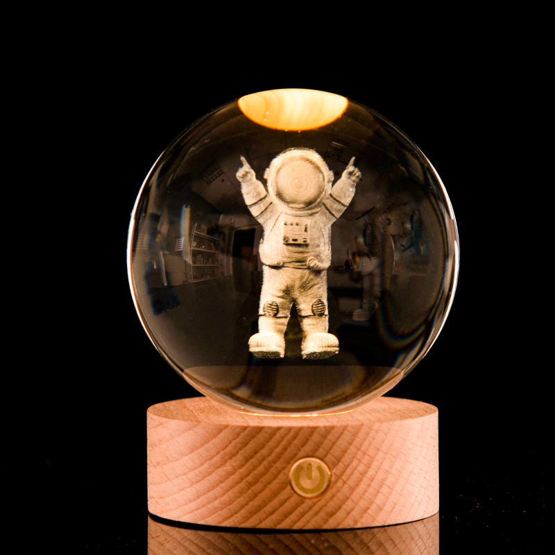 3D Laser-Etched Crystal Ball