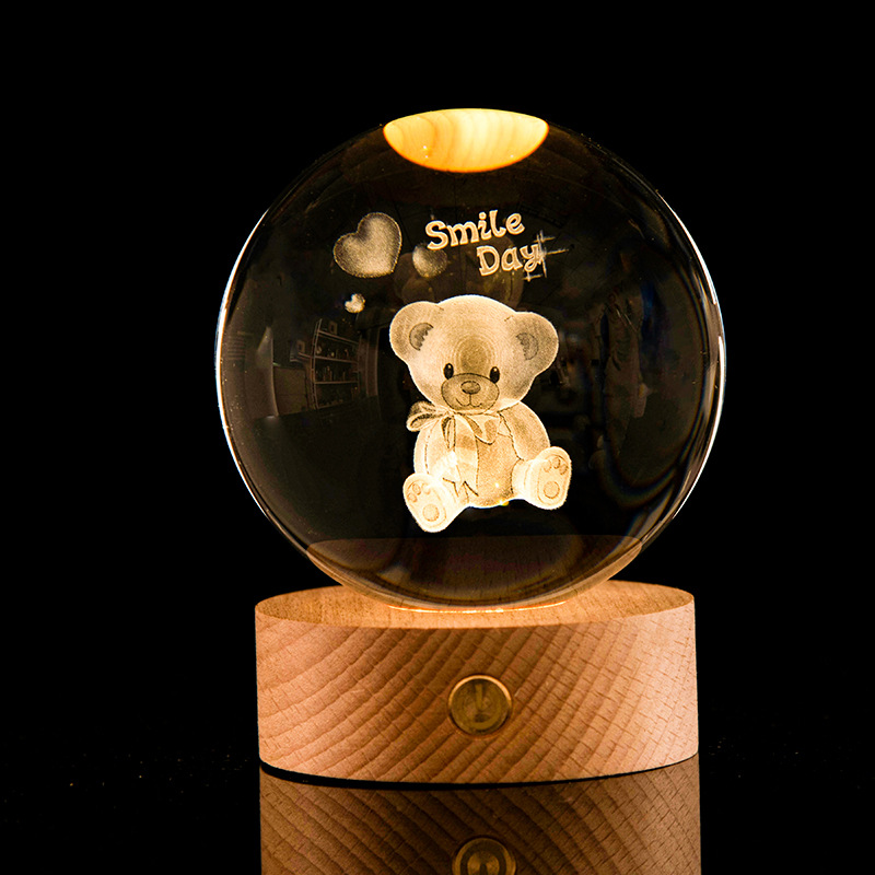 3D Laser-Etched Crystal Ball