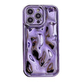 12 Adorable Phone Cases - 3D Pleated and Wavy Mirror Shiny Cases for iPhone 12 6.1" Soft TPU Shockproof for Women and Men Purple