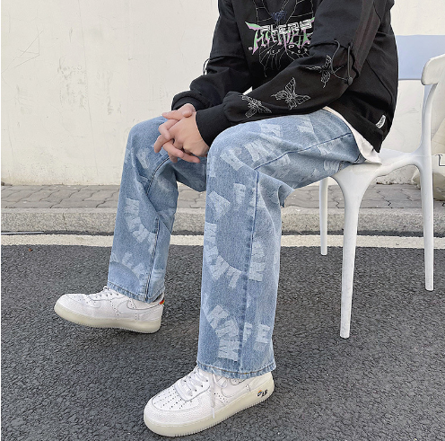 Retro High Street Baggy Distressed Jeans