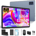 JJGJ Android Tablet with Keyboard 10 inch Android 14 Tablet 12GB RAM+128 Storage(Expand to 1TB) Octa-Core 2K 1920x 1200 Display 13MP Dual Camera 7000mAh 5G/2.4G WiFiGPSBluetooth 5.0 (Black)