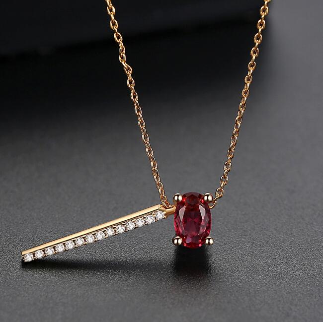 Collar de Diamante Rojo, Collar de Piedra Lunar, Incrustaciones de Cobre