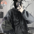 Plus-Size Japanese Cartoon Print Fleece Jacket