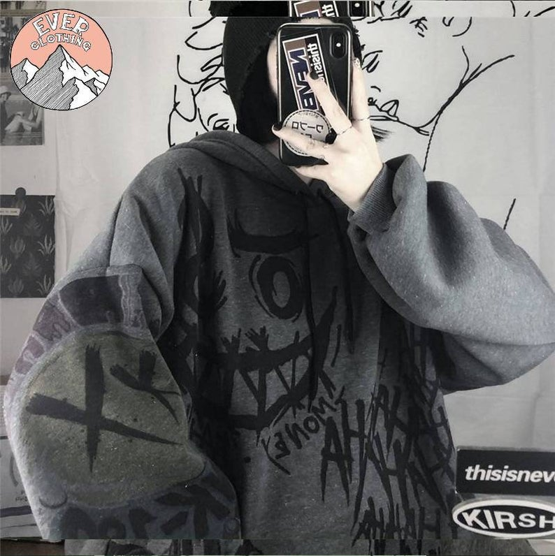Plus-Size Japanese Cartoon Print Fleece Jacket