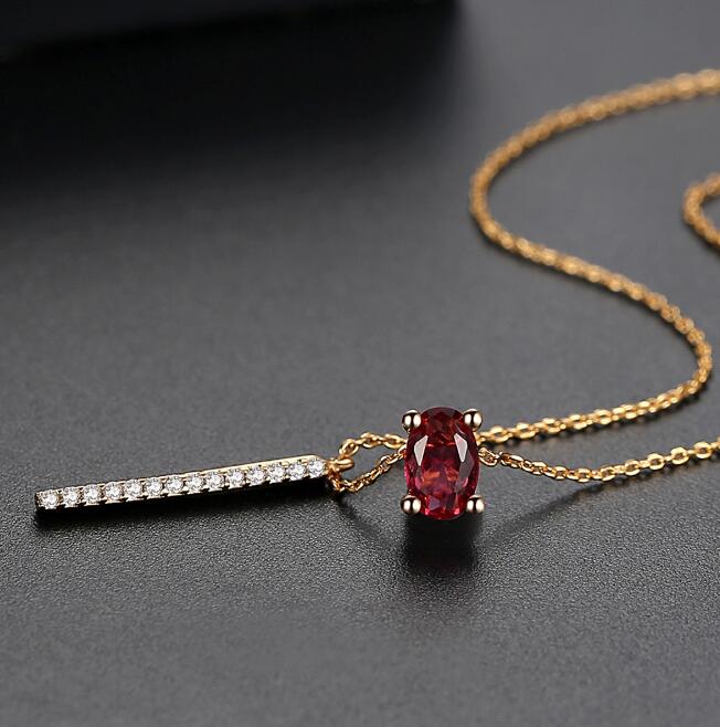 Collar de Diamante Rojo, Collar de Piedra Lunar, Incrustaciones de Cobre