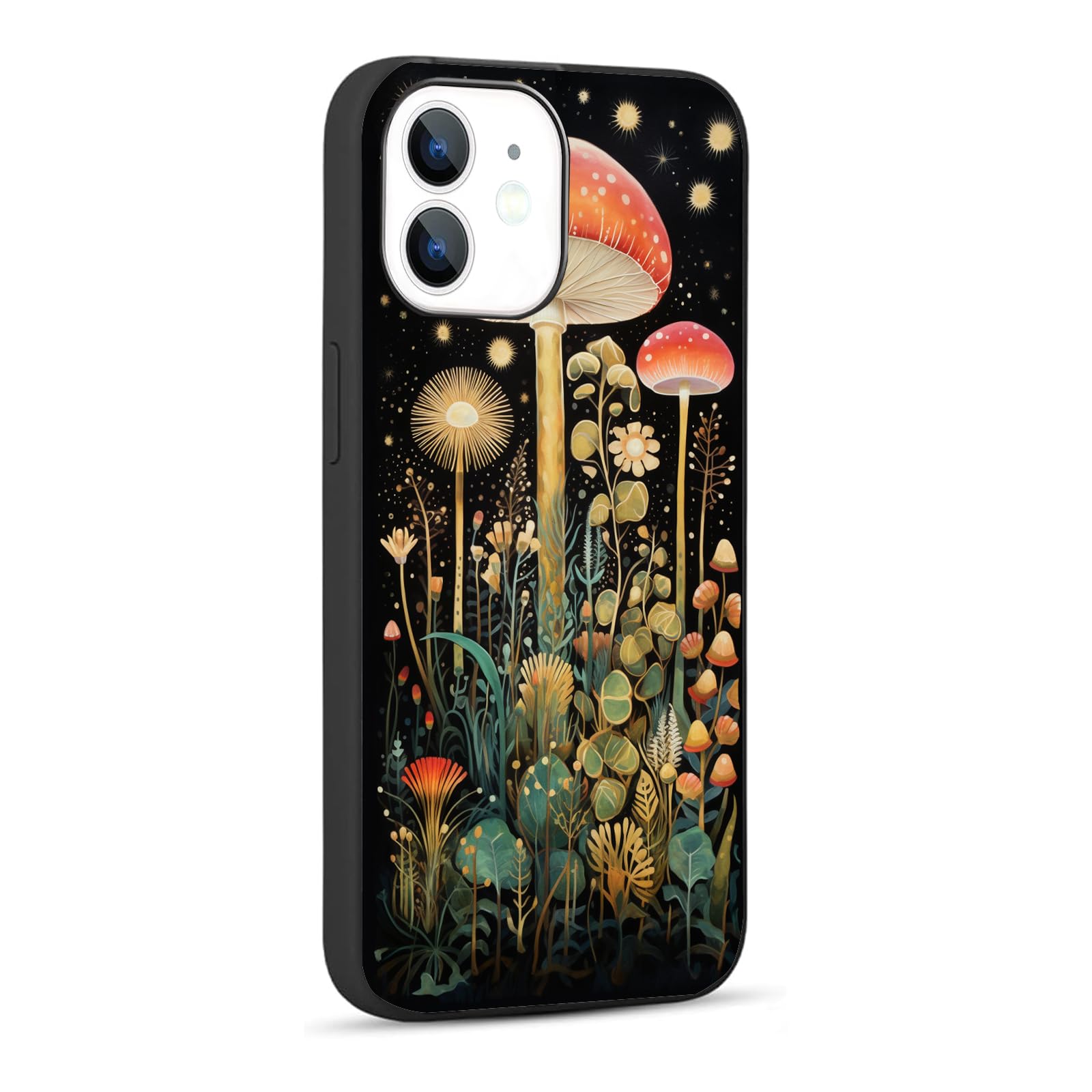 ZHEPAITAO Compatible with iPhone 12 and iPhone 12 Pro Case, Mushroom Night with Plants Design, Soft TPU Shockproof Cover for Girls and Women