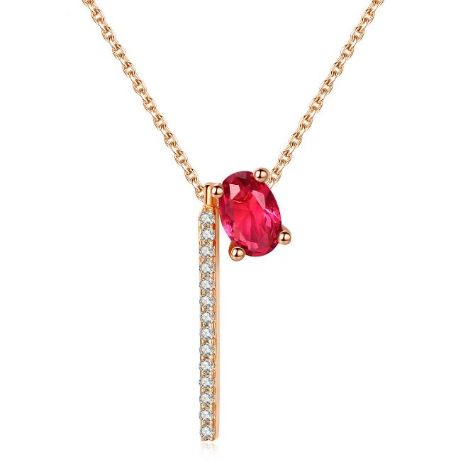 Collar de Diamante Rojo, Collar de Piedra Lunar, Incrustaciones de Cobre