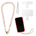 XIHIRCD Phone Lanyard Wrist Strap Crystal Stone Beaded Phone Charm Wrist Strap Detachable Bracelet Phone Strap Chain with 2pcs Tether Tabs Gift for Women Girls (Pink)