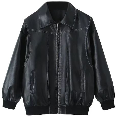 Chaqueta Retro Cool con Cuello Alto y Manga Larga para Mujer