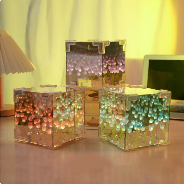 Lámpara Nocturna Tulipán 3D Bloom Cube