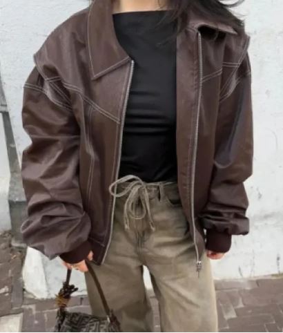 Chaqueta Retro Cool con Cuello Alto y Manga Larga para Mujer