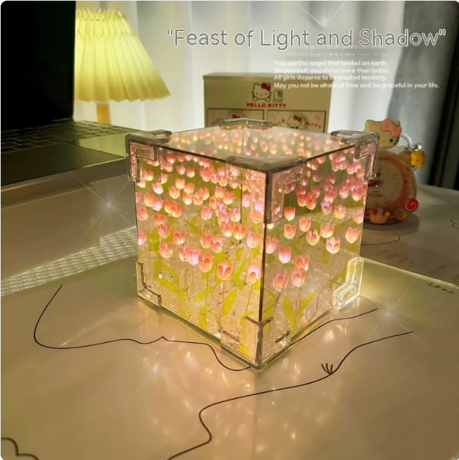 Lámpara Nocturna Tulipán 3D Bloom Cube