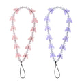 2pcs Beaded Butterfly Phone Wrist Strap, Crystal Butterfly Cell Phone Charm Lanyard Hand Wrist Strap for Phone Keychain for Women (Rose Purple)
