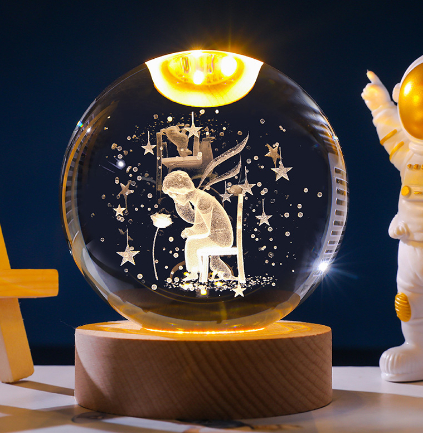 3D Laser-Etched Crystal Ball