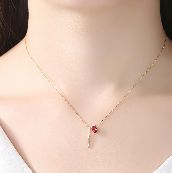 Collar de Diamante Rojo, Collar de Piedra Lunar, Incrustaciones de Cobre