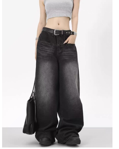 Vintage Wash Black Baggy Jeans