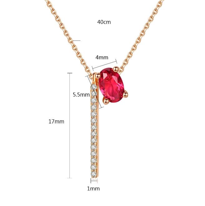 Collar de Diamante Rojo, Collar de Piedra Lunar, Incrustaciones de Cobre