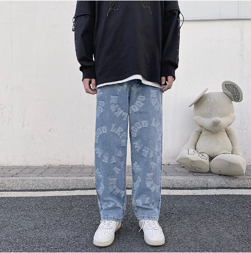 Retro High Street Baggy Distressed Jeans