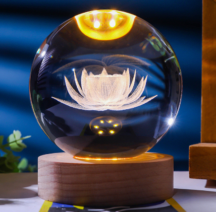 3D Laser-Etched Crystal Ball