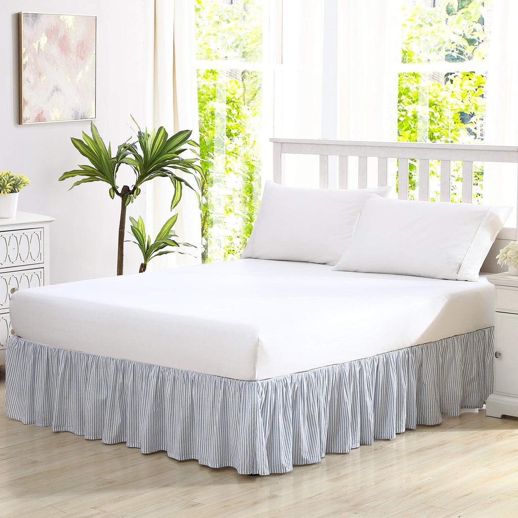 Laura Ashley Home - Cotton Ruffled Bedskirt Lightweight Home Decor with Classic Style (Blue King)