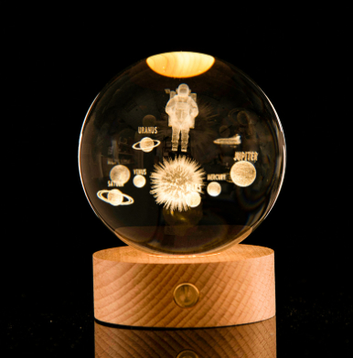 3D Laser-Etched Crystal Ball